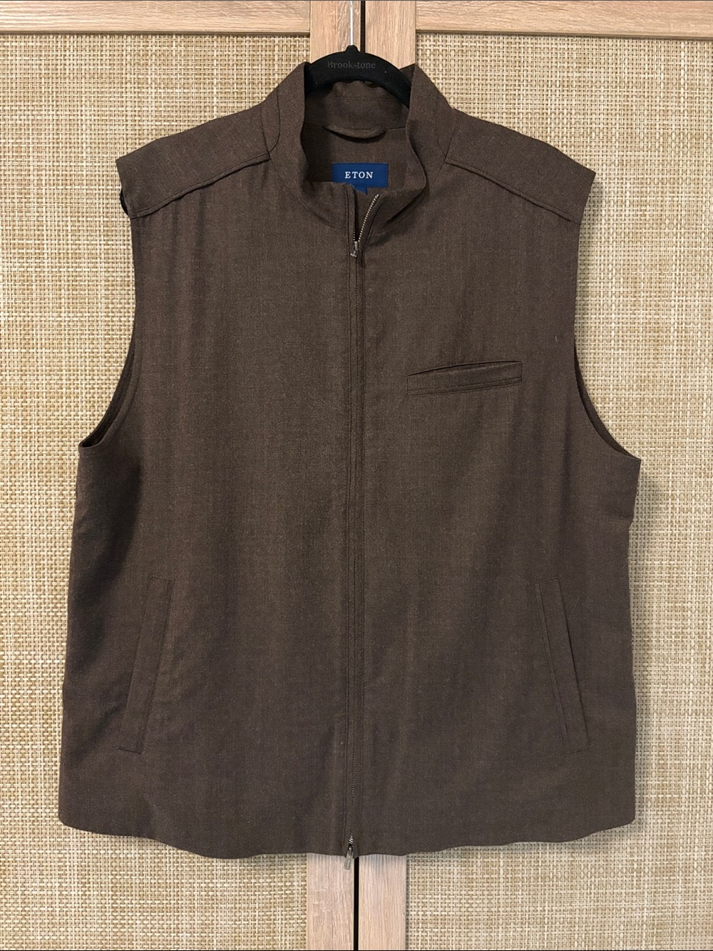 Eton Sweden Men’s XL Chocolate Brown 98% Wool Flannel Vest Perfect for FALL